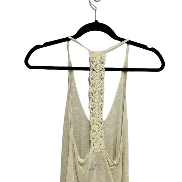 Blue Life V Neck T Back Slub Knit Tank Top With Lace Trim Extra Small Beige NWT - Picture 4 of 9